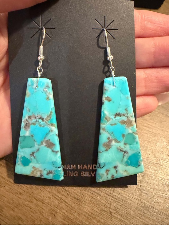 Jewelry - Navajo sterling silver turquoise slab earrings